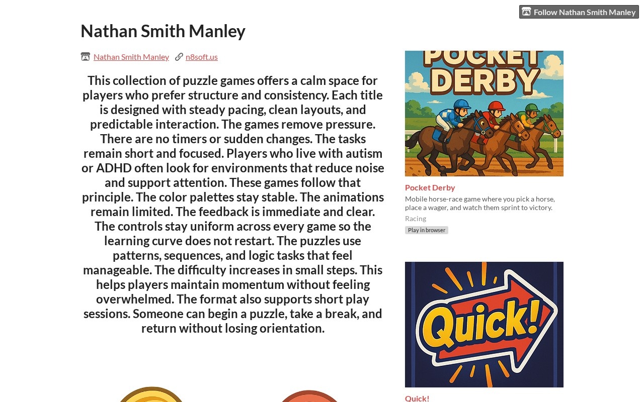 Screenshot of the n8soft.itch.io game collection